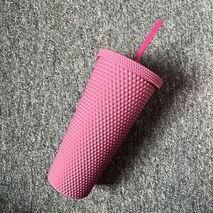 Plum Textured Tumbler with Straw